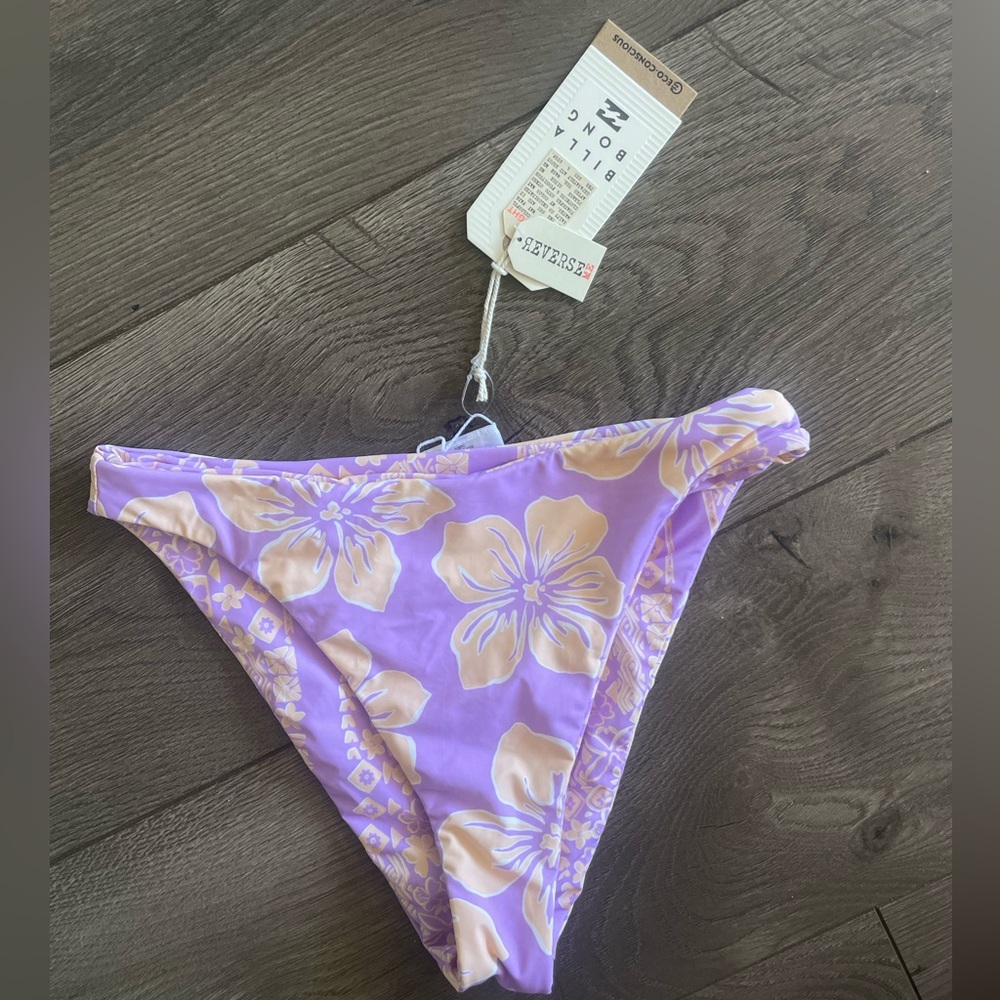 Billabong Lilac and Peach Floral Bikini Bottom